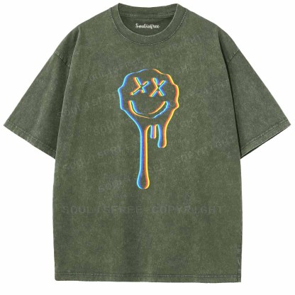 Soulisfree Neon Mischievous Face Washed Tee
