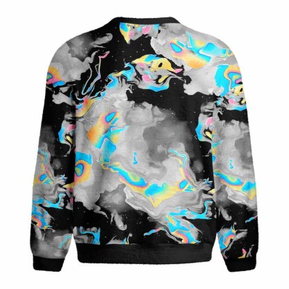 Soulisfree Cyber Iridescent Fluid Fuzzy Crewneck Sweater