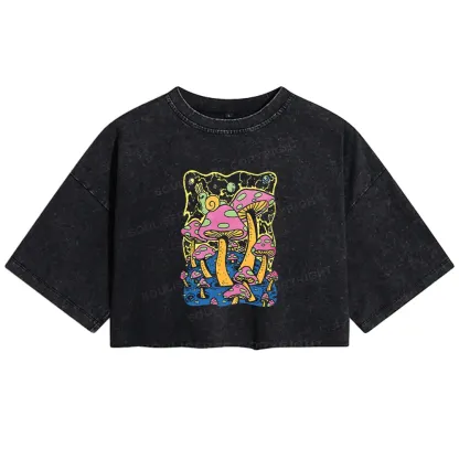 Mushroom World Washed Crop T-shirt