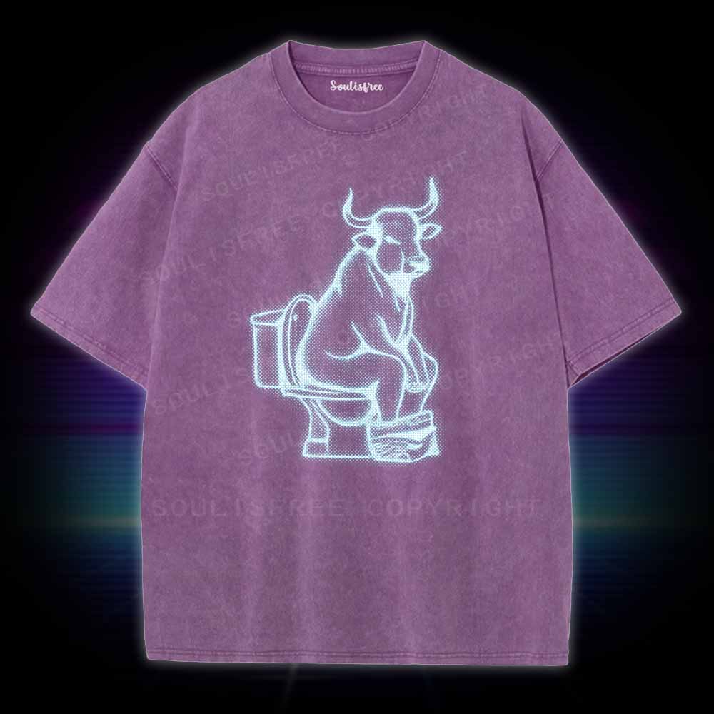Soulisfree Bull on Toilet  Washed Tee