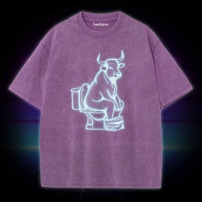 Soulisfree Bull on Toilet  Washed Tee