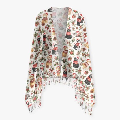 Soulisfree A Cat’s Christmas Tale Of Love Fuzzy Fringed Scarf