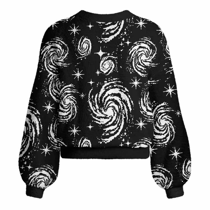 Soulisfree Galactic Swirl: A Cosmic Journey  Women's Fuzzy Cardigan Sweater