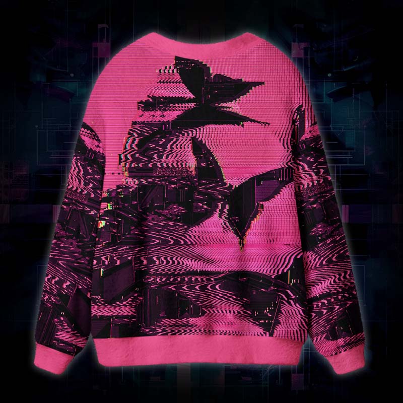 Soulisfree Digital Chaos Theory Fuzzy Cardigan Sweater