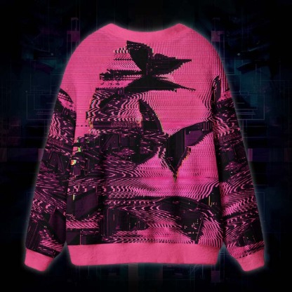 Soulisfree Digital Chaos Theory Fuzzy Cardigan Sweater