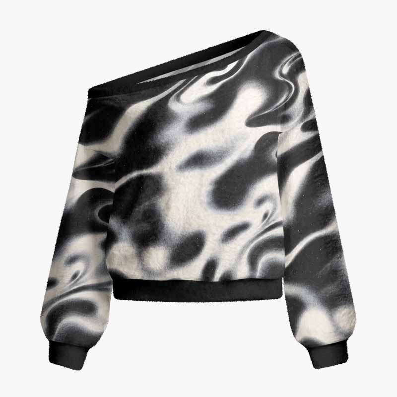 Soulisfree Motion Within Stillness Fuzzy Off-Shoulder Sweater