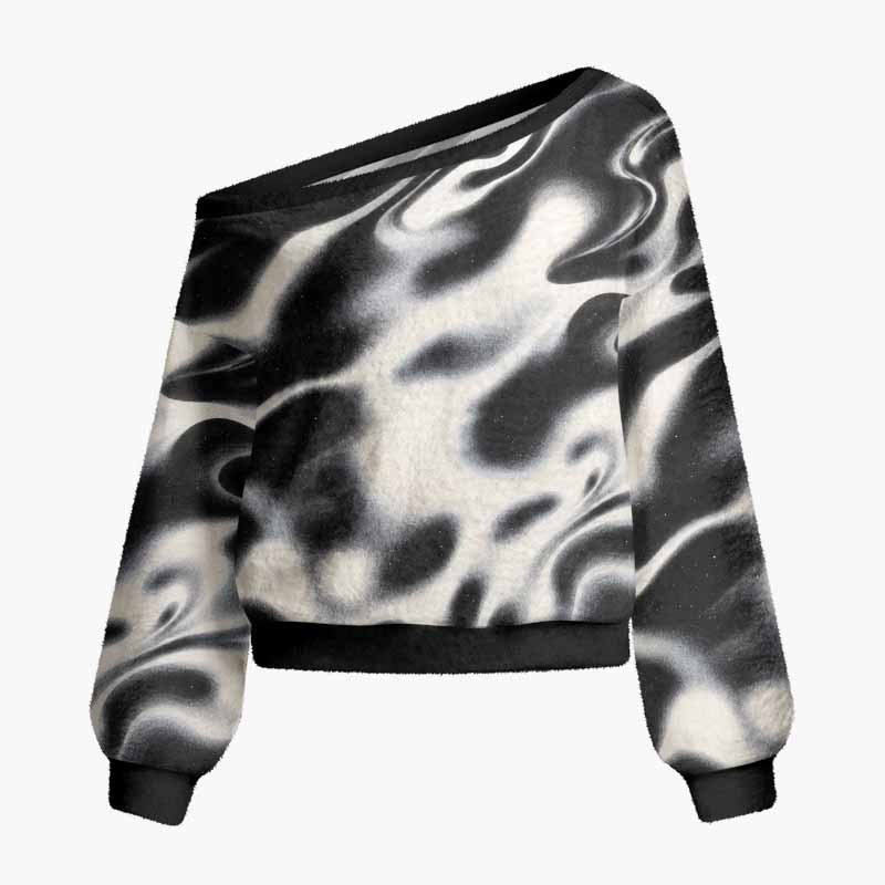 Soulisfree Motion Within Stillness Fuzzy Off-Shoulder Sweater
