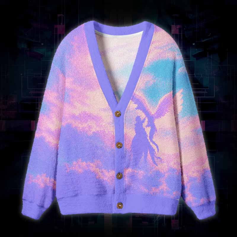 Soulisfree Somewhere Above The Clouds Fuzzy Cardigan Sweater 