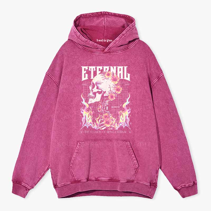 Soulisfree Skull & Bloom Aesthetic  Washed Hoodie