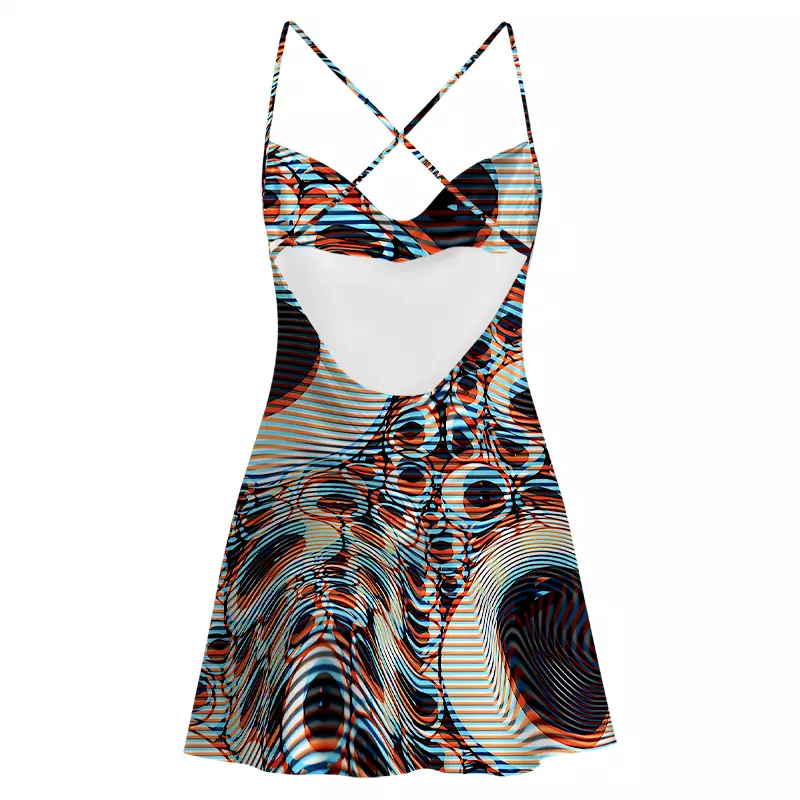 Soulisfree Trippy Optical Vortex  Satin Mini Dress