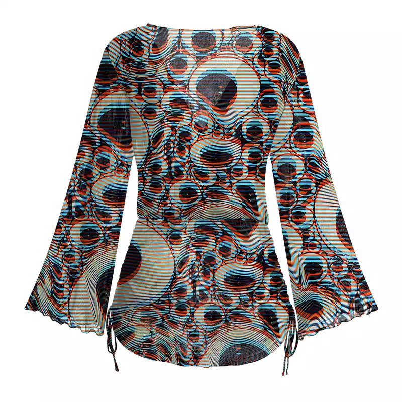 Soulisfree Trippy Optical Vortex Sheer Mesh Cover Up