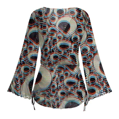 Soulisfree Trippy Optical Vortex Sheer Mesh Cover Up
