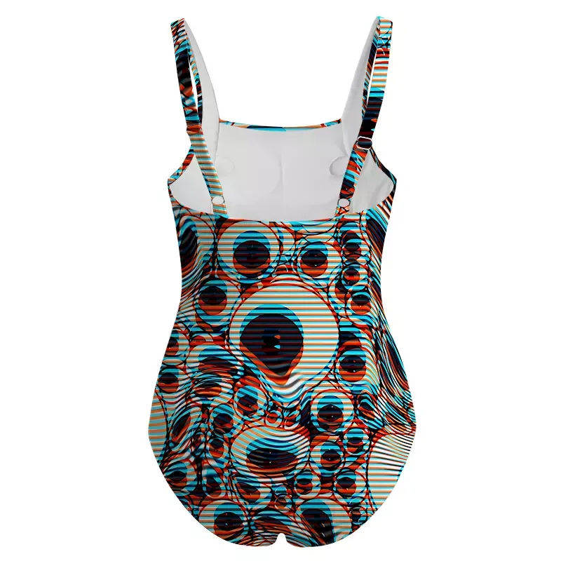 Soulisfree Trippy Optical Vortex One‑Piece Swimsuit