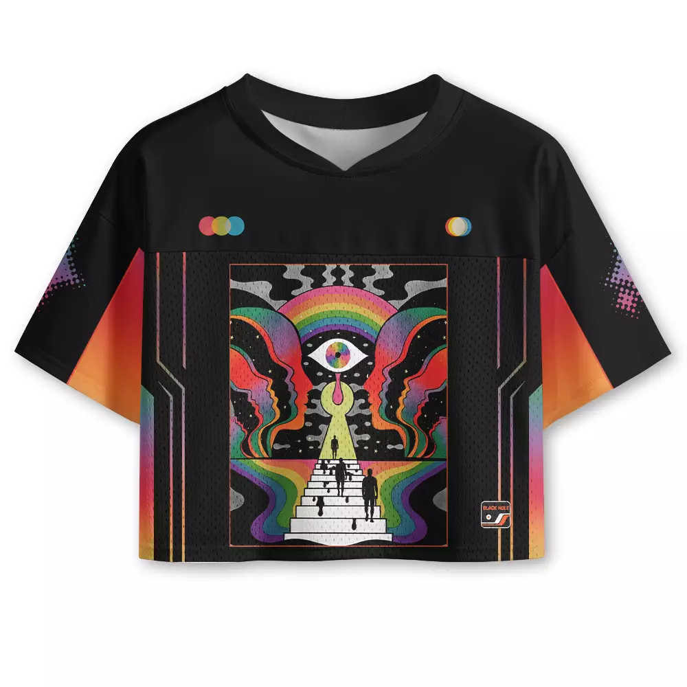 Soulisfree Step Mind Optic Lines Illusion Cropped Jersey