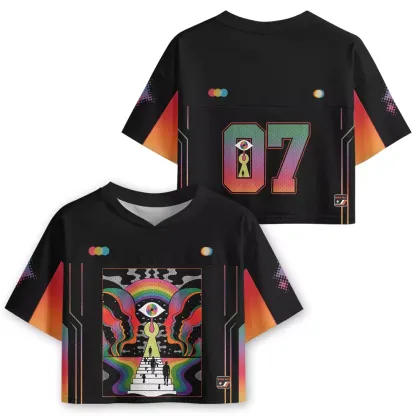 Soulisfree Step Mind Optic Lines Illusion Cropped Jersey