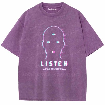 Soulisfree  LISTEN Washed Tee