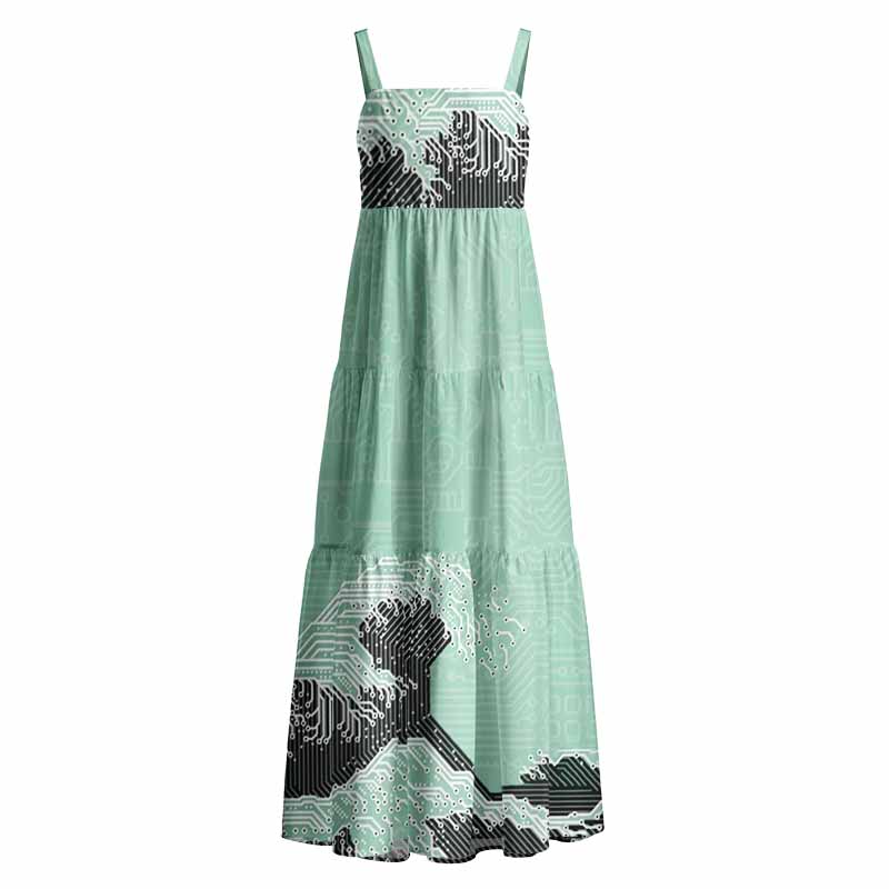 Soulisfree  Circuit Board Waves Boho Maxi Dress