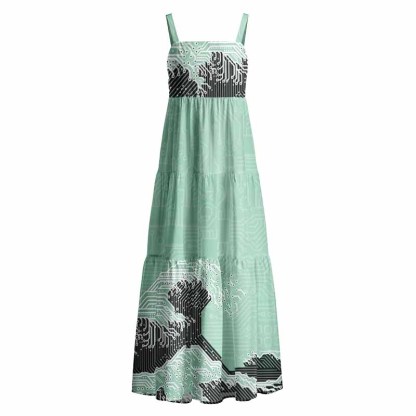 Soulisfree  Circuit Board Waves Boho Maxi Dress