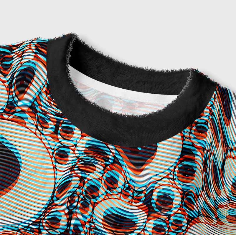 Soulisfree Trippy Optical Vortex Women's Fuzzy Crewneck Sweater