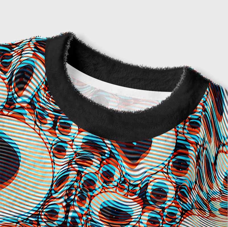 Soulisfree Trippy Optical Vortex Women's Fuzzy Crewneck Sweater