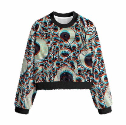 Soulisfree Trippy Optical Vortex Women's Fuzzy Crewneck Sweater