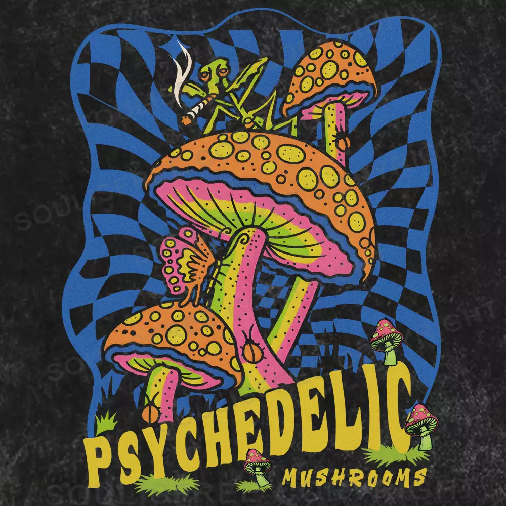 Psychedelic Mushrooms Washed T-shirt