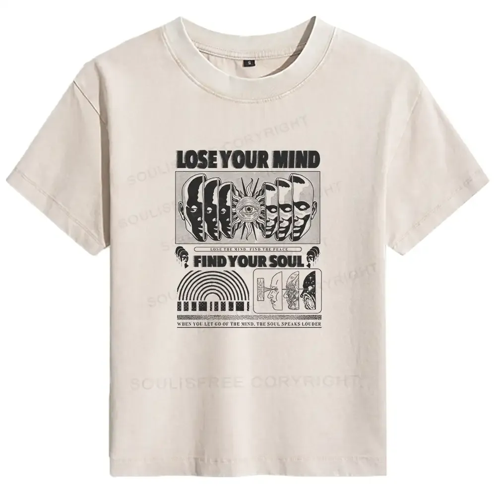 Designed Lose Mind, Find Soul Washed Space T-shirt Basic Washed T-shirt