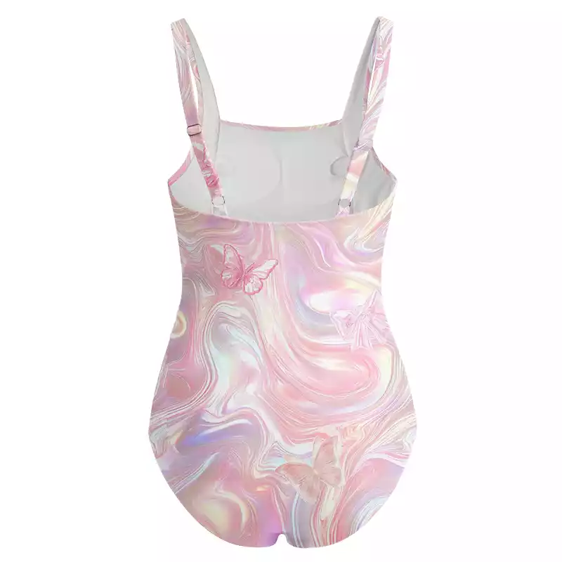 Soulisfree Marble Wings Slip One‑Piece Swimsuit