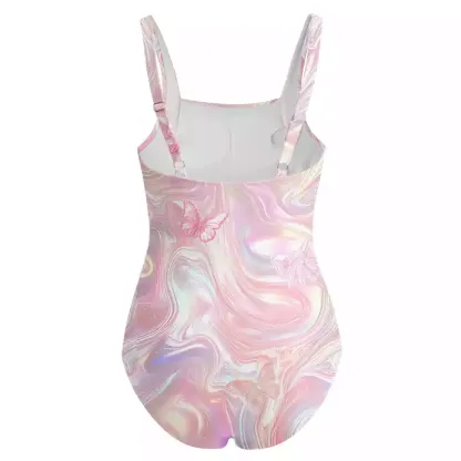 Soulisfree Marble Wings Slip One‑Piece Swimsuit