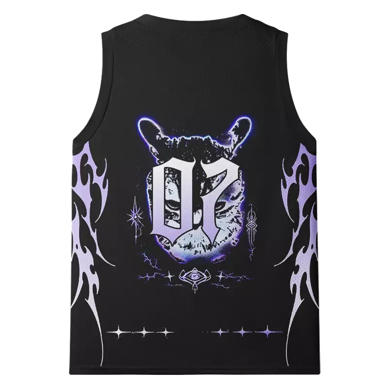 Soulisfree Purple Tribal Cat Mesh Tank