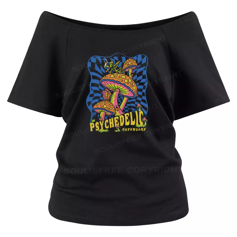 Psychedelic Mushrooms  Off Shoulder Top