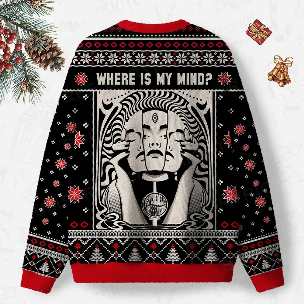 Where Is My Brain Ugly Christmas Knit Sweatshirt