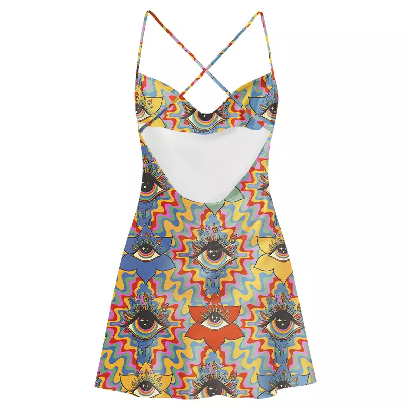 Soulisfree Occult Chromatic Ocular  Satin Mini Dress