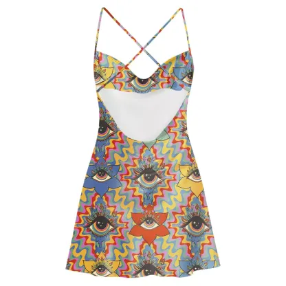 Soulisfree Occult Chromatic Ocular  Satin Mini Dress