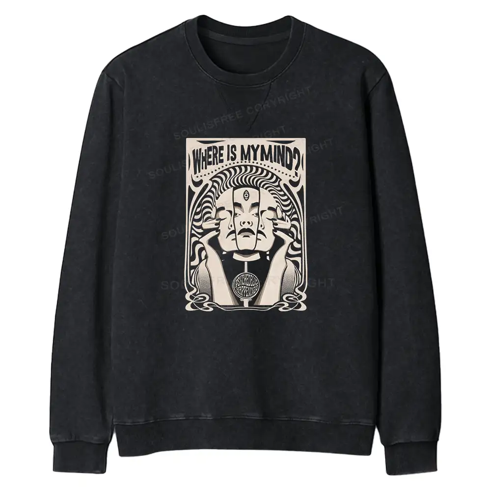 Where Is My Brain Regular Fit Washed Sweatshirt