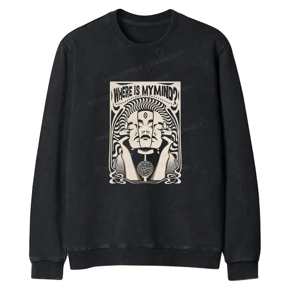 Designed Where Is My Brain Regular Fit Washed Sweatshirt