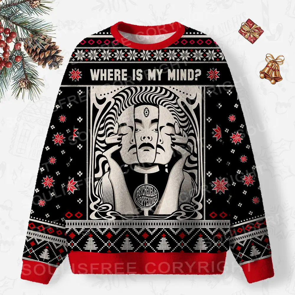 Where Is My Brain Ugly Christmas Knit Sweatshirt