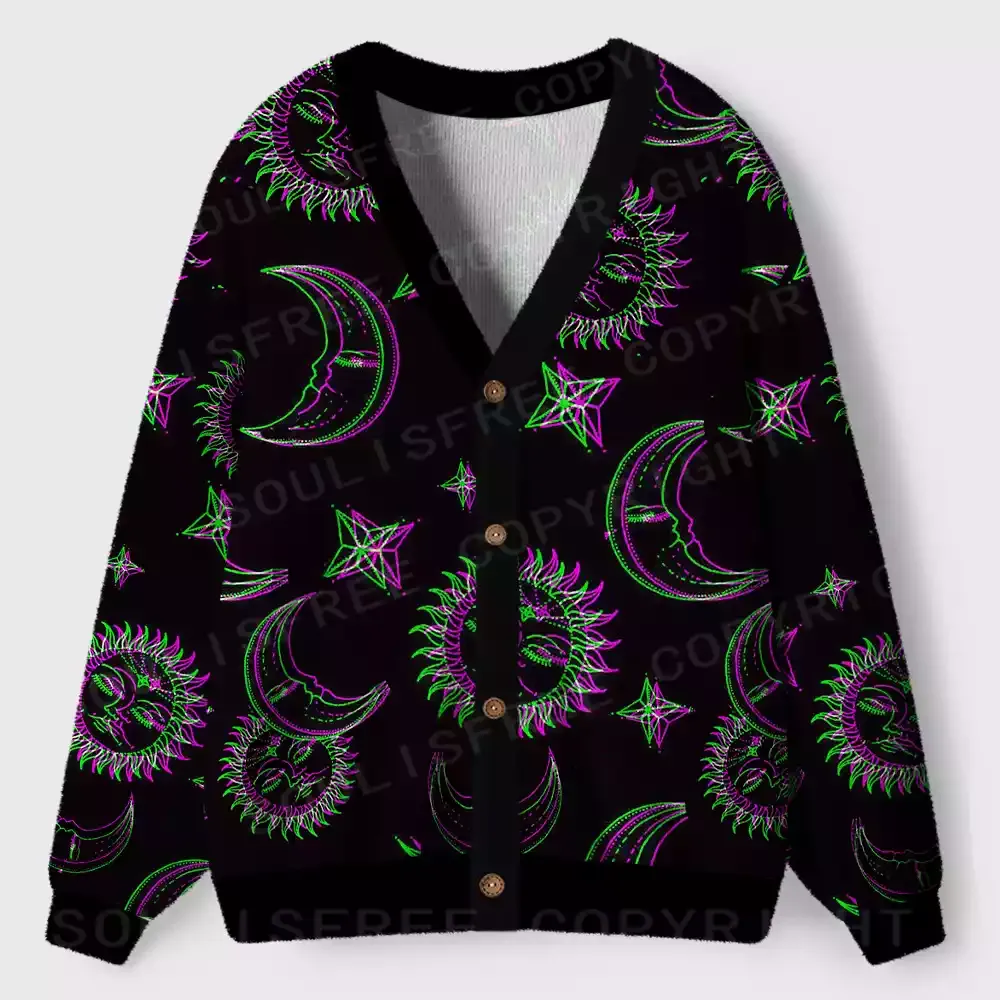 Designed Neon Moon Magic Ugly Cardigan Sweaters