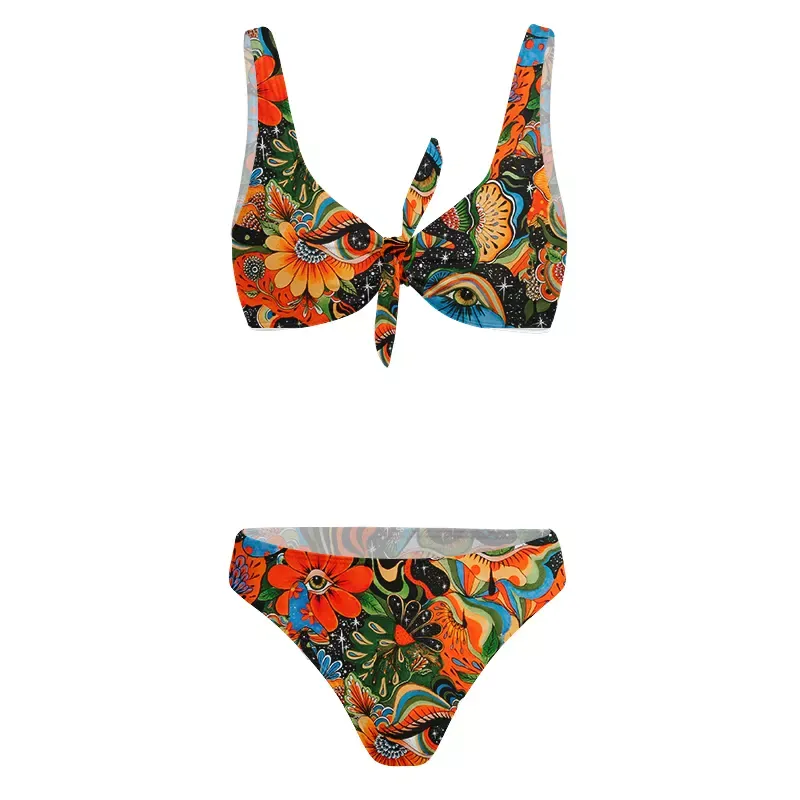 Soulisfree Floral Mirage Glitch Bow Bikini