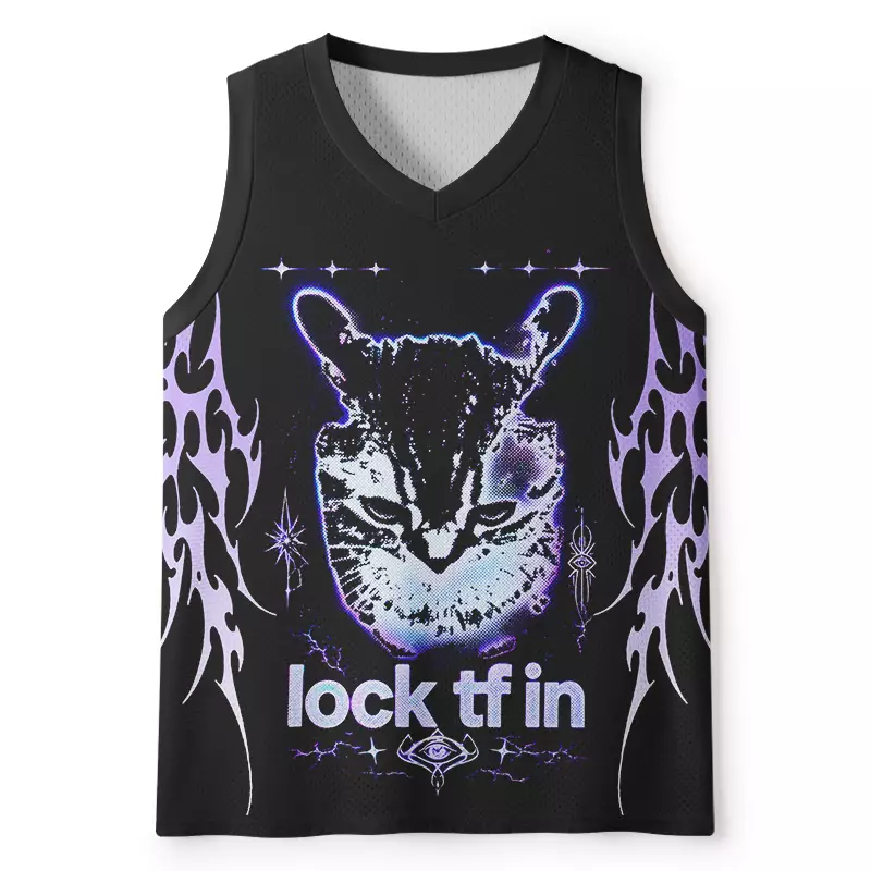 Soulisfree Purple Tribal Cat Mesh Tank