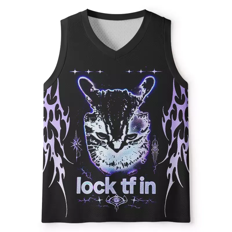 Designed Soulisfree Purple Tribal Cat Mesh Tank