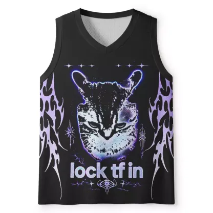 Soulisfree Purple Tribal Cat Mesh Tank
