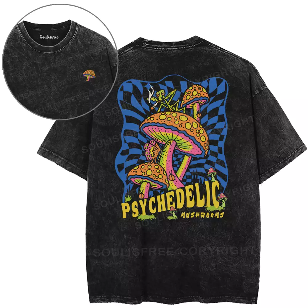 Psychedelic Mushrooms Washed T-shirt
