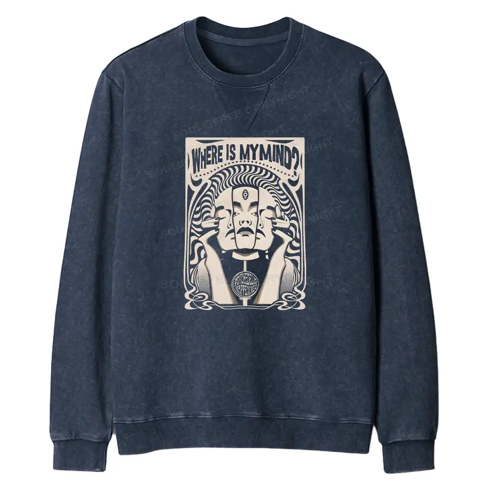 Where Is My Brain Regular Fit Washed Sweatshirt