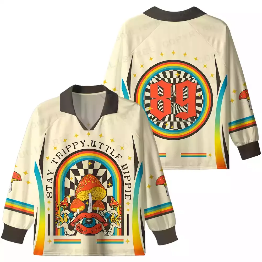 Stay Trippy, Little Hippie Long Sleeve Polo Jersey
