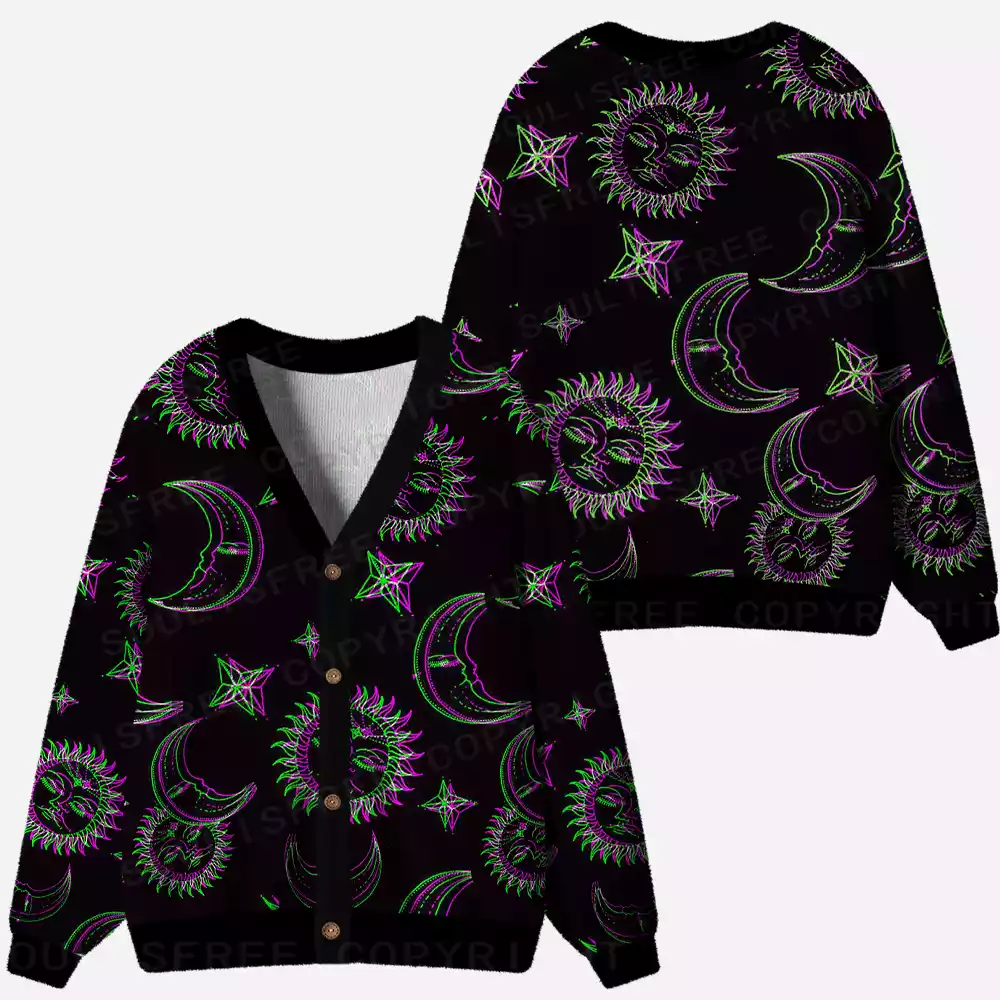 Neon Moon Magic Ugly Cardigan Sweaters