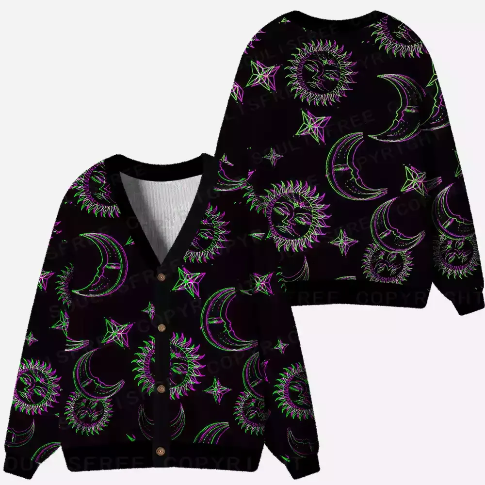 Neon Moon Magic Ugly Cardigan Sweaters