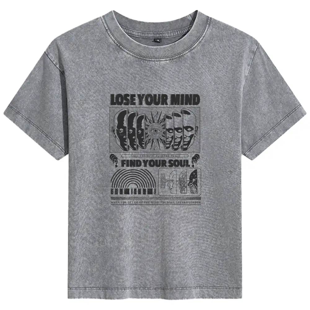 Lose Mind, Find Soul Washed Space T-shirt Basic Washed T-shirt