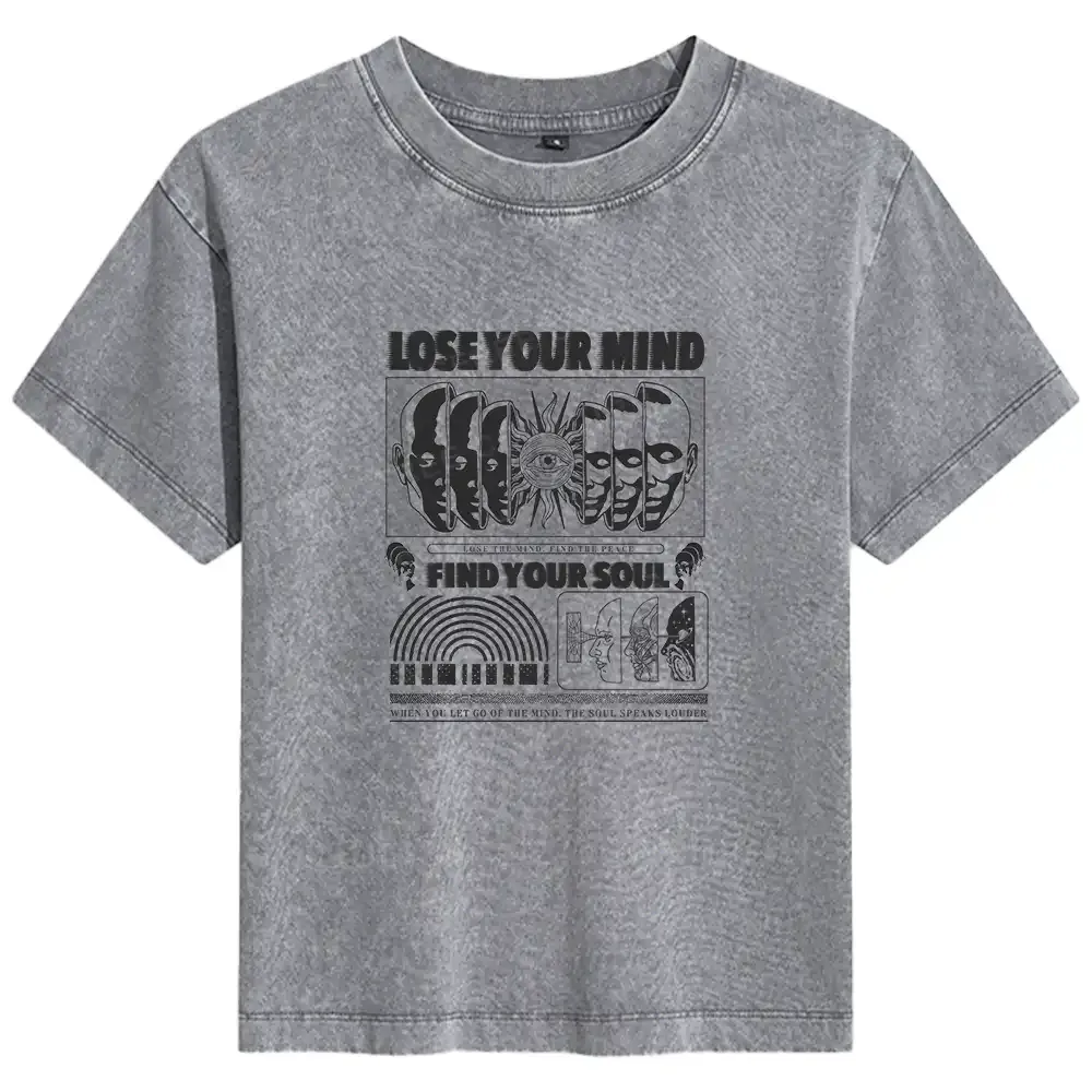 Lose Mind, Find Soul Washed Space T-shirt Basic Washed T-shirt