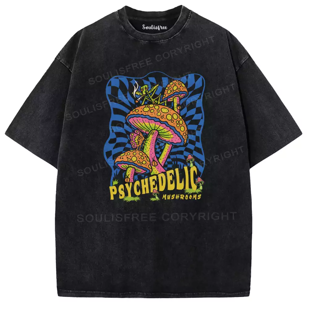 Psychedelic Mushrooms Washed T-shirt